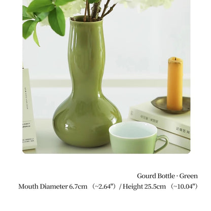 Modern Ceramic Gourd Vase - 10 Inch Glazed Flower Vessel for Home Decor