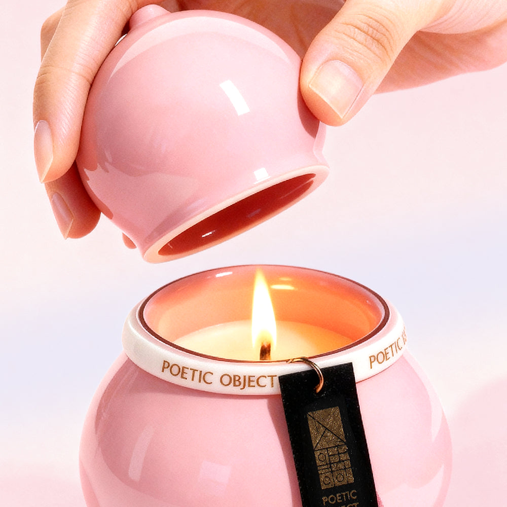 Gourd Scented Candle Pink Floral.Lily of the Valley Fragrance