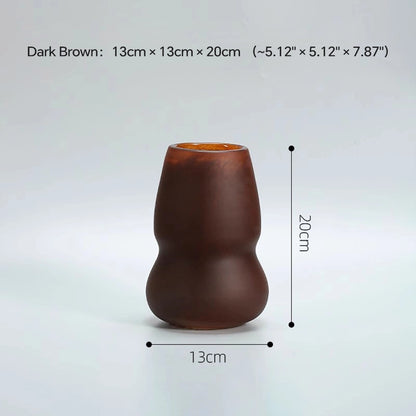 Modern Art Glass Vase - Frosted Brown Bottle Vase