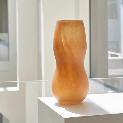 Modern Art Glass Vase - Frosted Brown Bottle Vase
