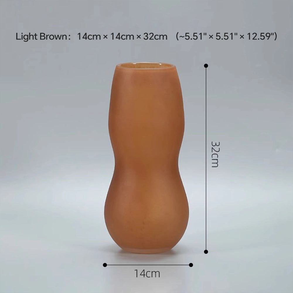 Modern Art Glass Vase - Frosted Brown Bottle Vase