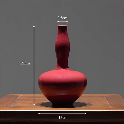 Vaso in ceramica smaltata rossa