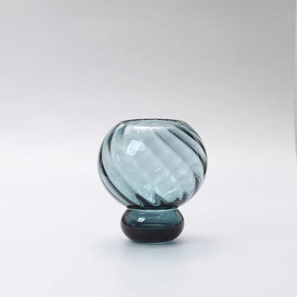 Twisted Gourd-Shaped Glass Vase with Stem Base – Decorative Vase for Home Decor
