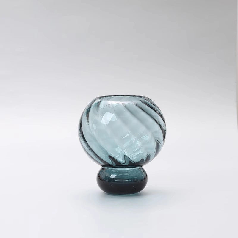 Twisted Gourd-Shaped Glass Vase with Stem Base – Decorative Vase for Home Decor