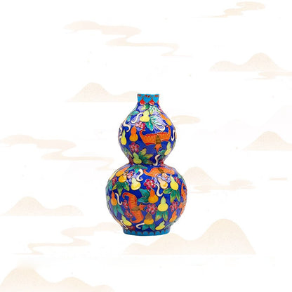 Enameled Porcelain Gourd Decor | Luxury Porcelain Home Decor